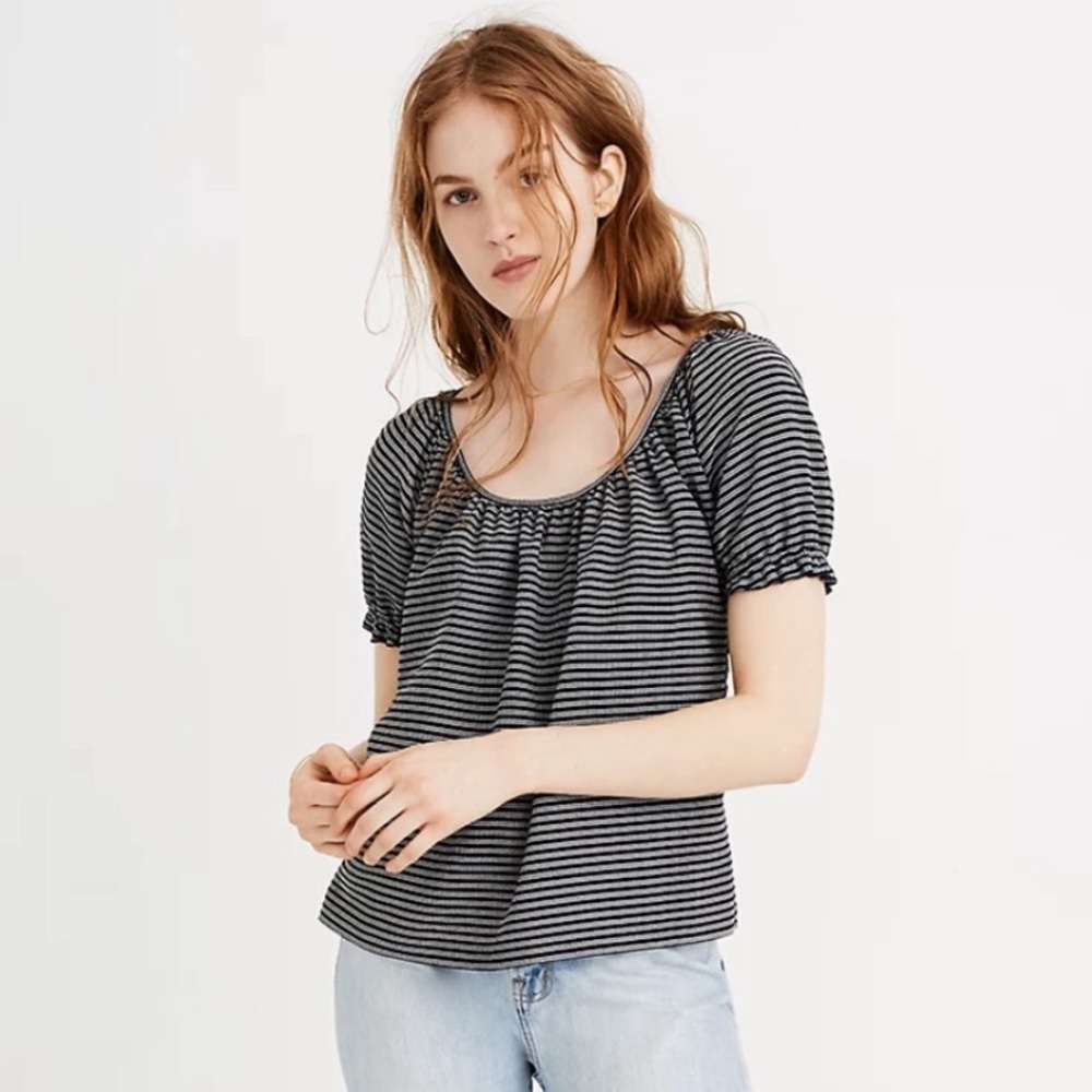 Madewell Texture & Thread Peasant Top In Stripes